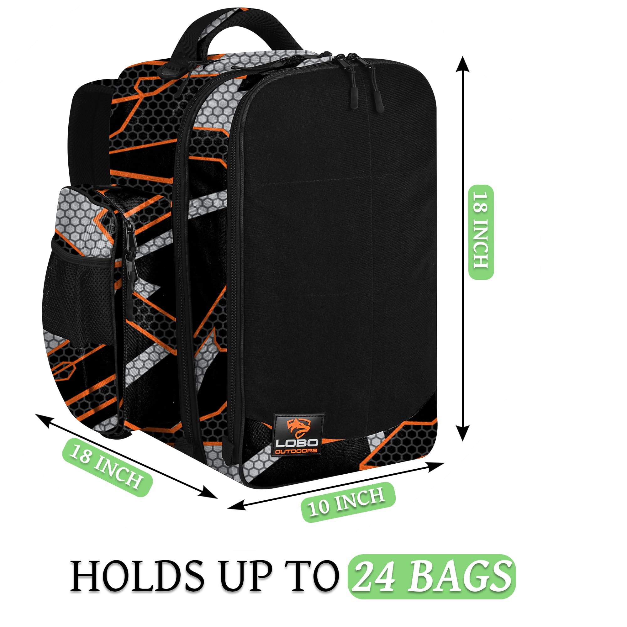 FIGHTSENSE Camo Orange Cornhole Backpack - Holds 24 Bags with Multiple Pockets, Durable Carrying Case for Cornhole Bags | Perfect for Tailgating, Beach Games & Outdoor Parties