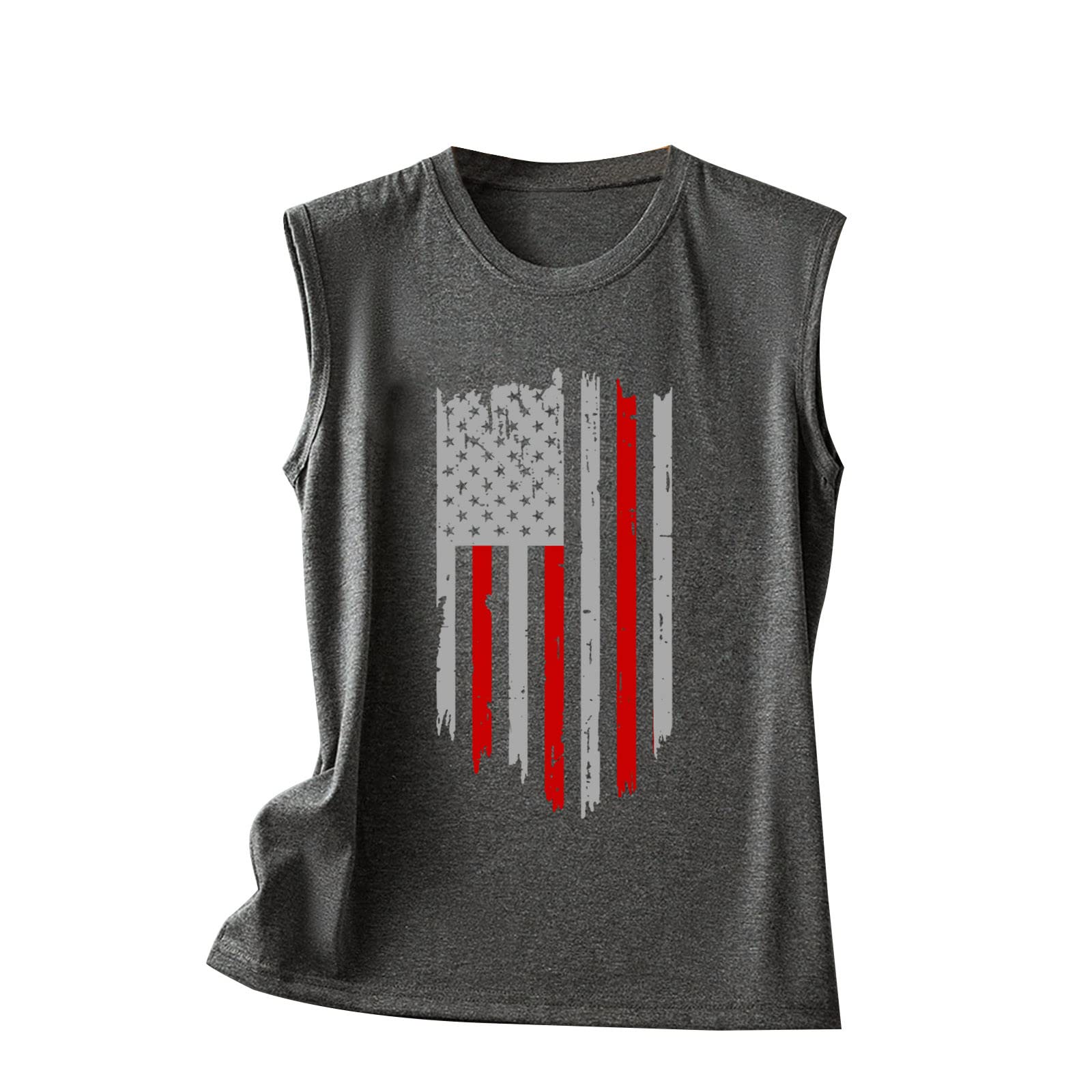 Women's Sleeveless Tank Top - Round Neck Casual Blouse with Print - Black Nylon Tee for Summer, Gym, and Everyday Wear