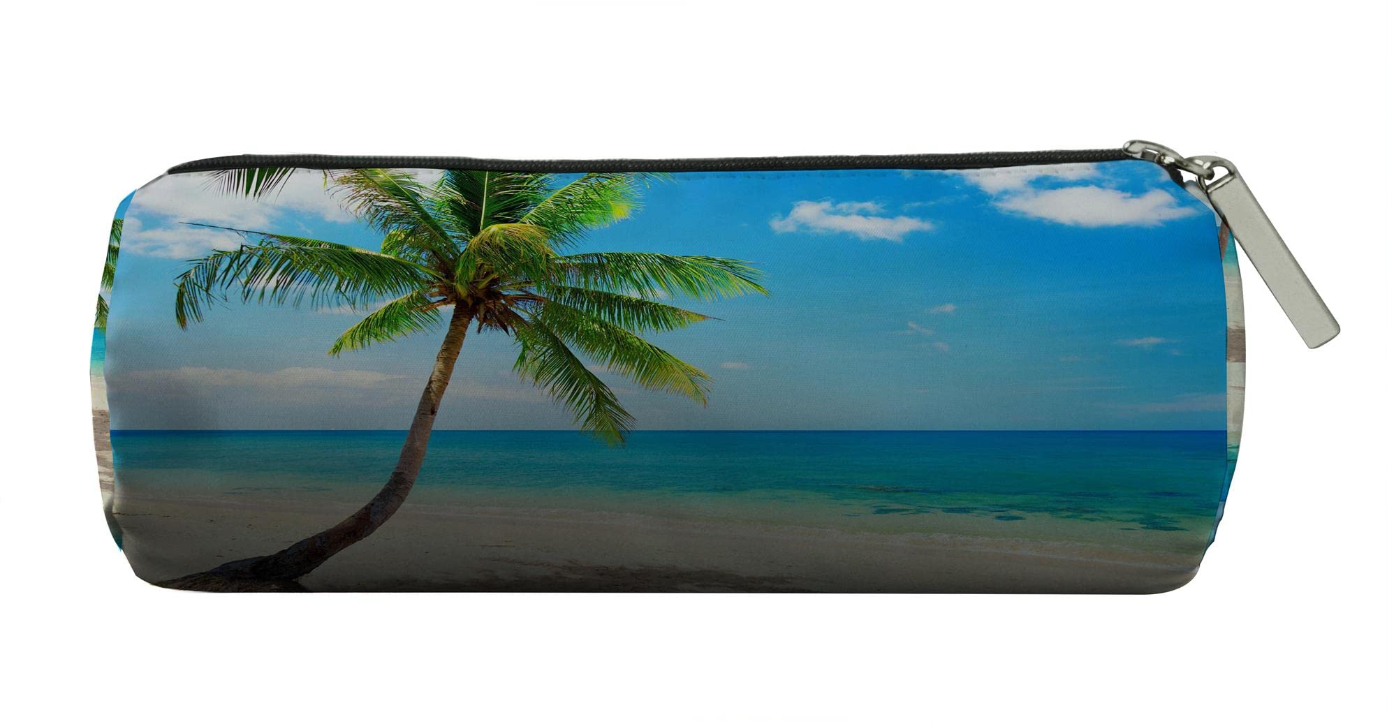 COW GO GO Waterproof Cosmetic Bag for Travel - Large Makeup Brush Organizer with Zipper, Portable Toiletry Storage Pouch for Women, Girls & Men (Beach Tree Design) - Perfect for Beach Trips, Gym & Weekend Getaways