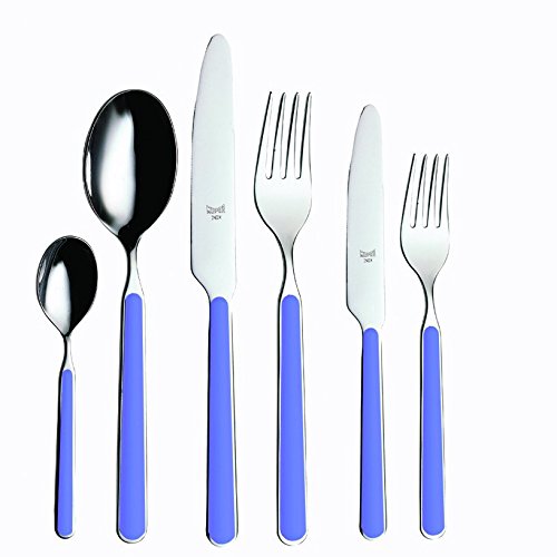 Mepra Fantasia 36-Piece Stainless Steel Kitchen Cutlery Set with Lavender Finish Handles - Dishwasher Safe Flatware for Dining, Entertaining & Everyday Use