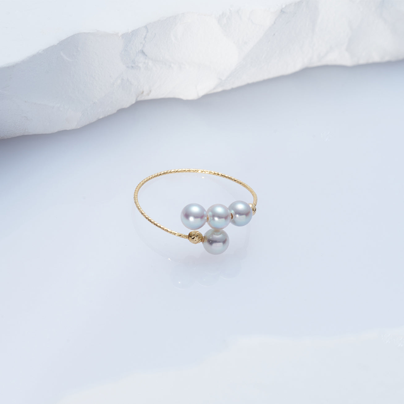 18K Gold Silver Blue Akoya Pearl Ring for Women - Elegant Jewelry Gift for Wedding, Anniversary & Special Occasions | KR00094