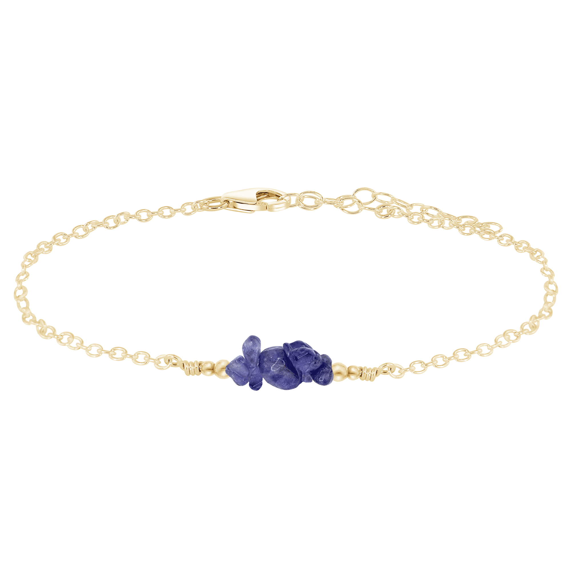 Natural Tanzanite Chip Bead Bar Anklet Bracelet - Handmade Adjustable Ankle Jewelry for Women, Boho Chic Beach Wedding Party Accessory