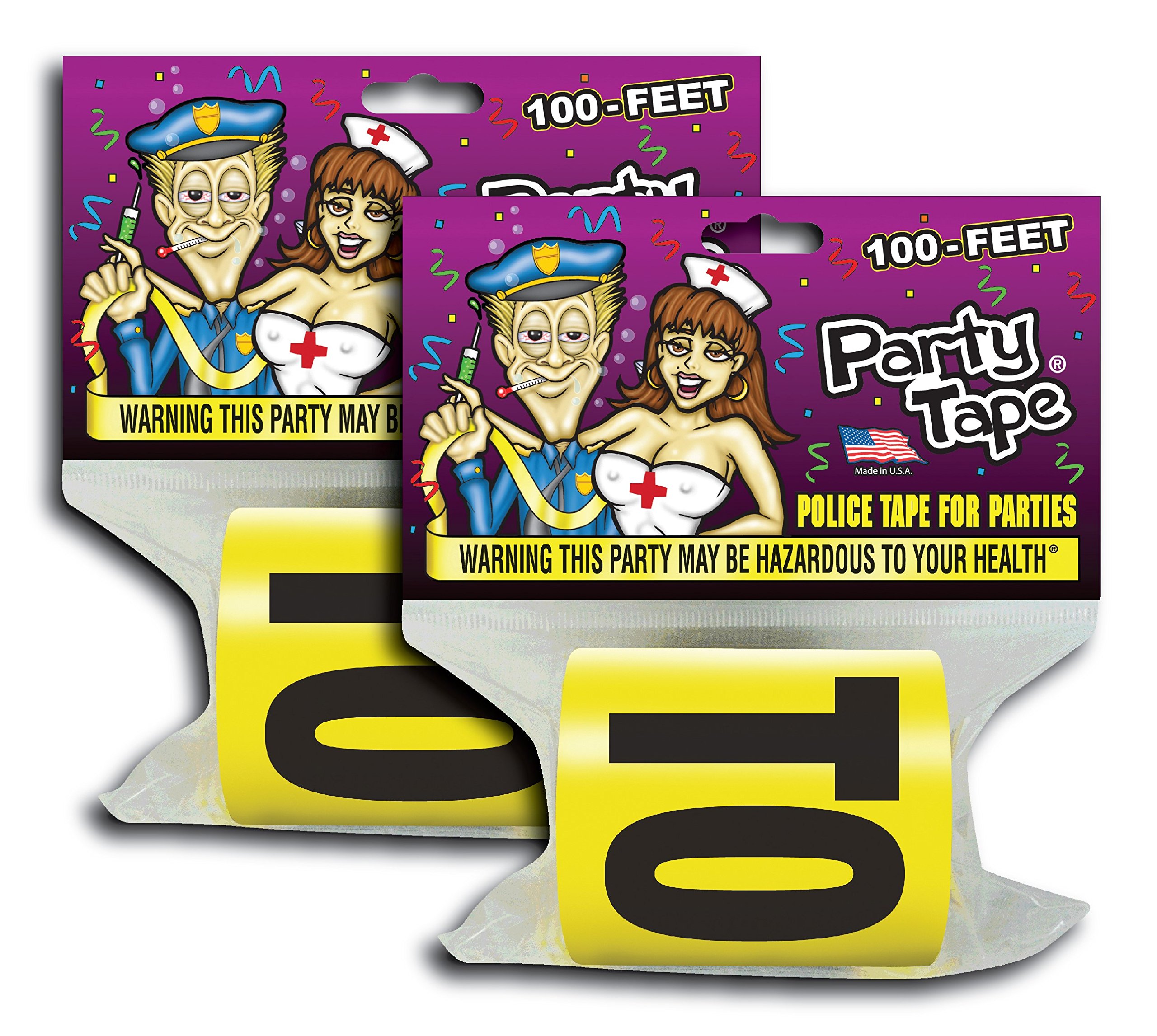 2-Pack Crime Scene Caution Tape - Warning This Party May Be Hazardous to Your Health - Police/CSI Barrier Tape for Halloween, Themed Parties & Event Decorations