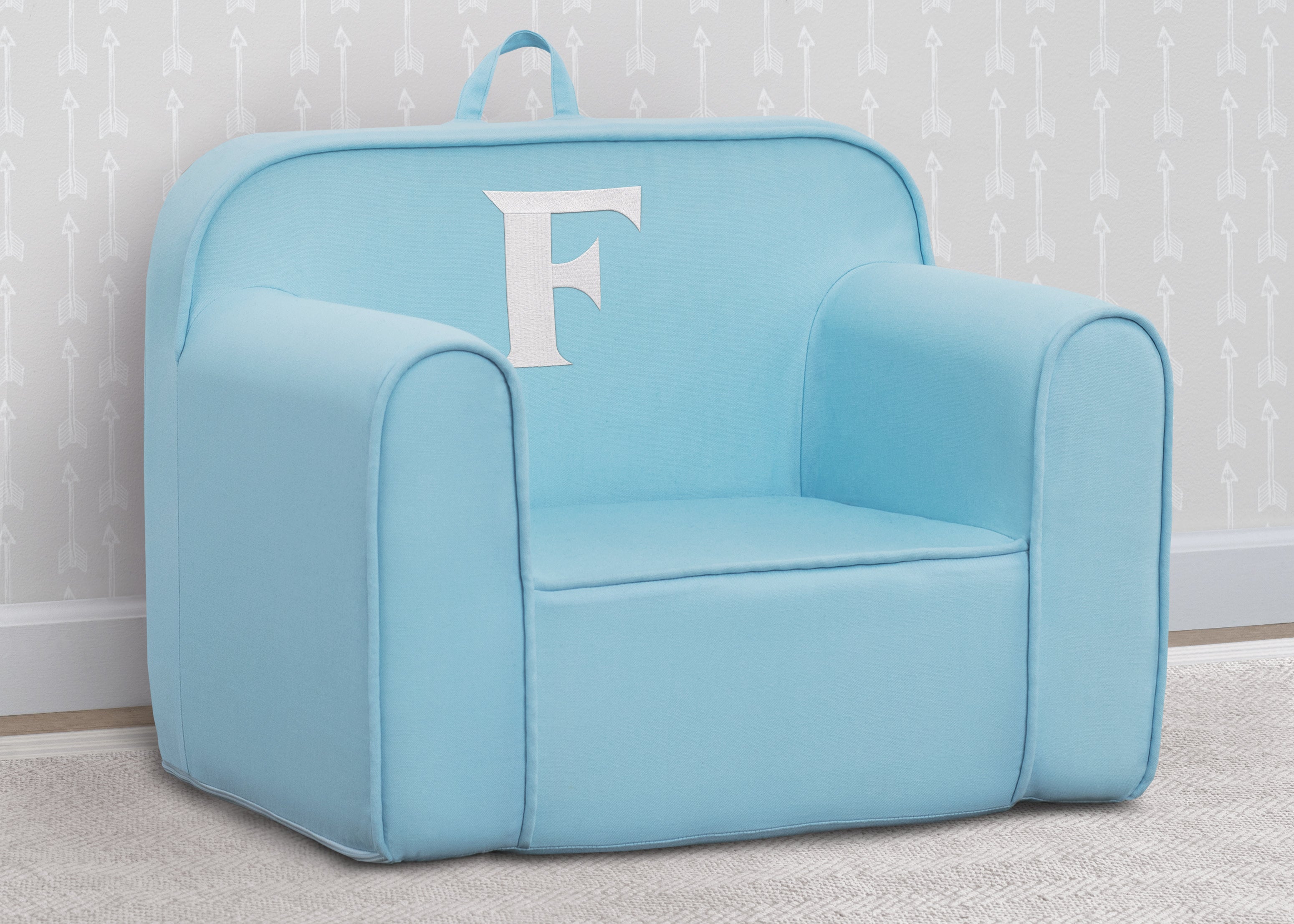 Personalized Monogram Light Blue Cozee Chair - Custom Plush Recliner for Living Room, Nursery & Office - Cozy Reading & Relaxation Seat