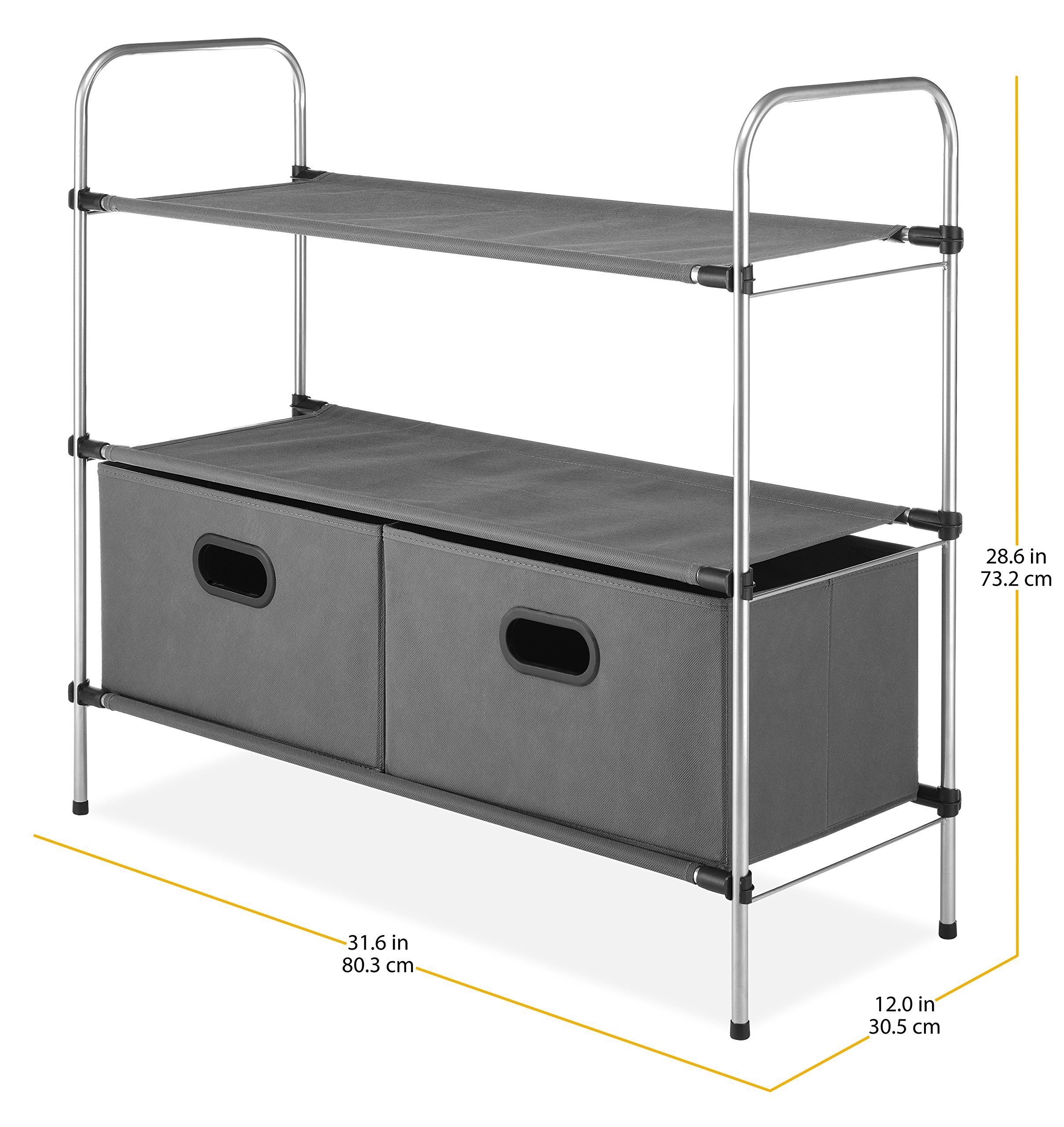 Whitmor Closet Shelves and Drawers - Space-Saving Closet Organizer with Adjustable Shelves & Drawers for Bedroom, Closet, Dorm Room Storage Organization