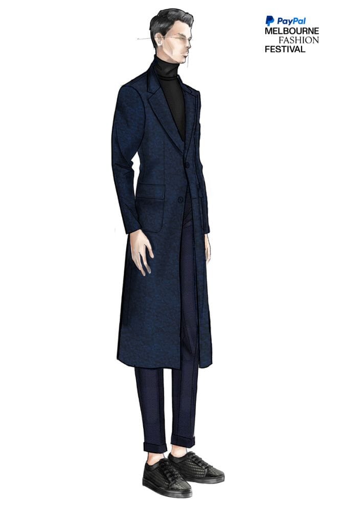 LOOK 10 Long Wool Carter Coat & Gabardine Trousers Set with Navy Patent Leather Sneakers - Premium Winter Outfit for Women | Office Wear, Casual Chic & Date Night Ensembles