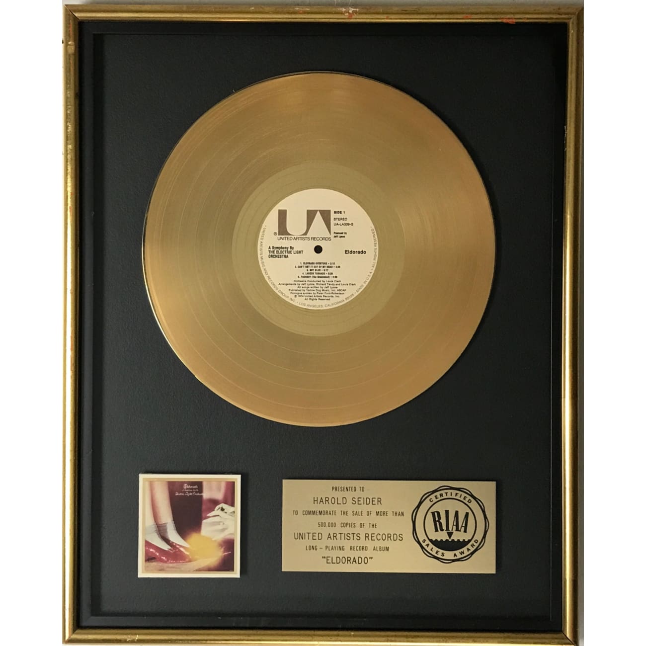 ELO Eldorado RIAA Gold Album Award - Certified Music Collectible for Fans & Display