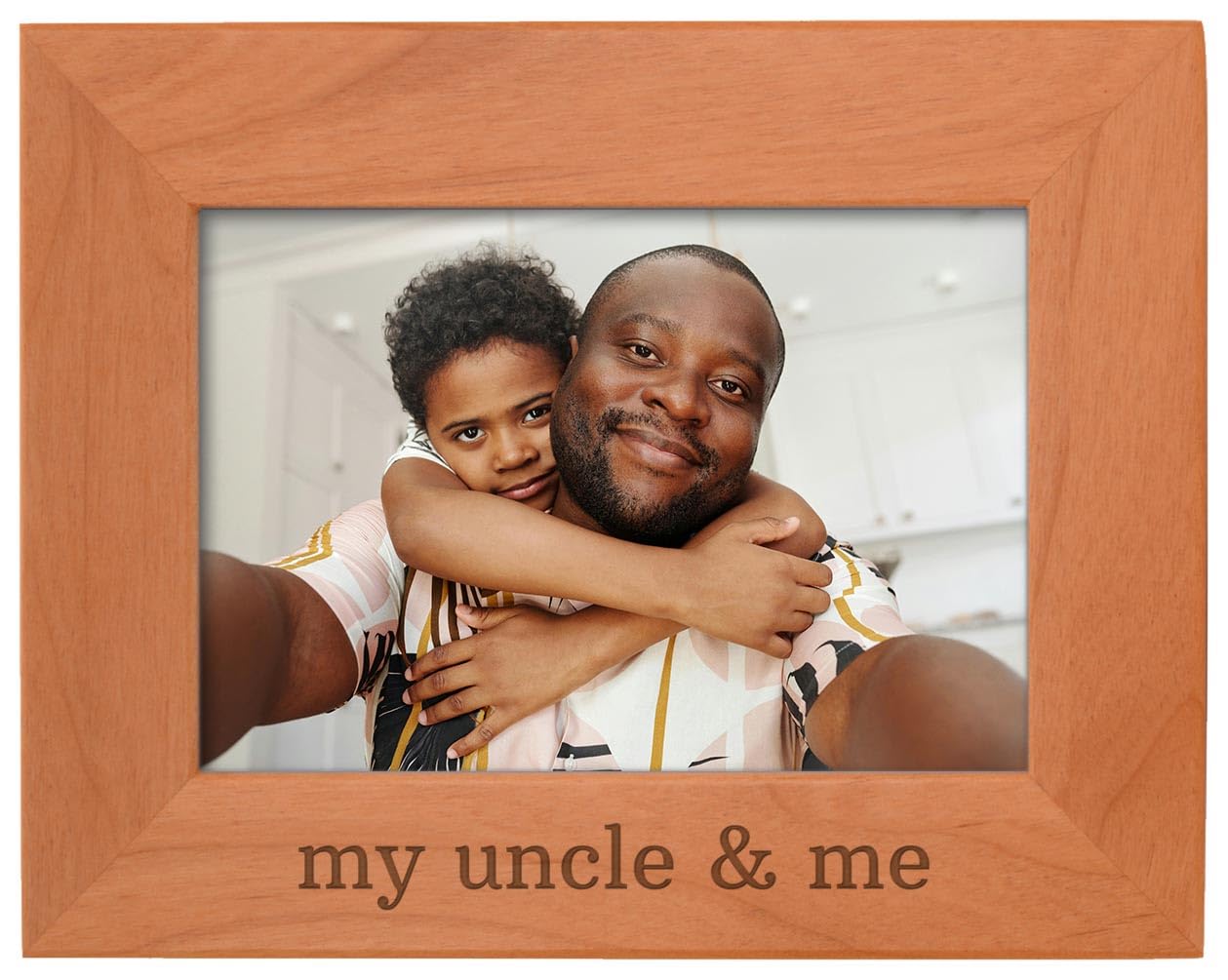 ThisWear Best Uncle Picture Frame - Natural Wood Engraved 5x7 Landscape Photo Frame for Uncle & Me - Perfect for Family Gifts, Father's Day, Birthday Presents & Home Decor