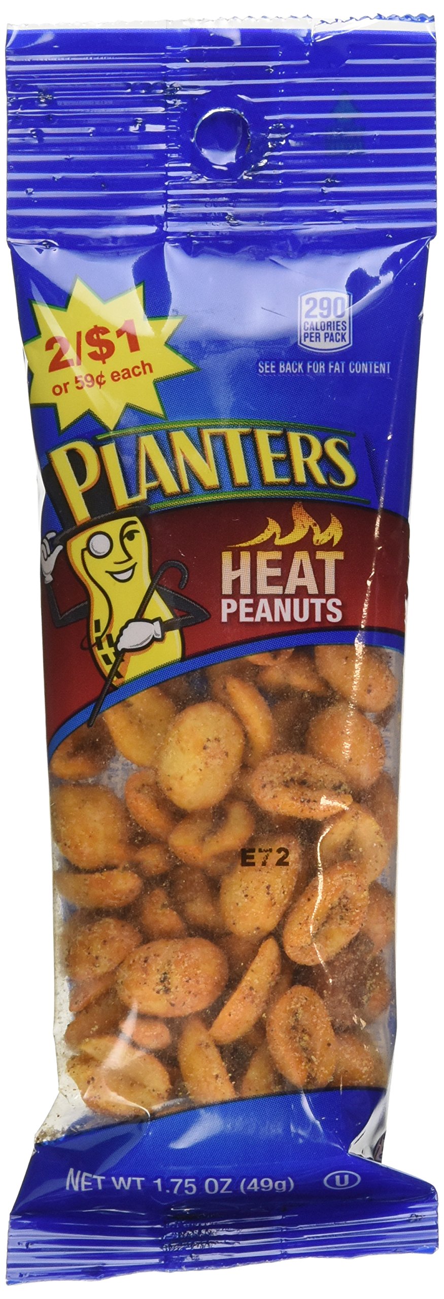 Planters Heat Peanuts Tubes - Spicy Peanut Snacks - 1.75 oz (18 Count) - Perfect for Office Snacks, Road Trips & Game Day Parties