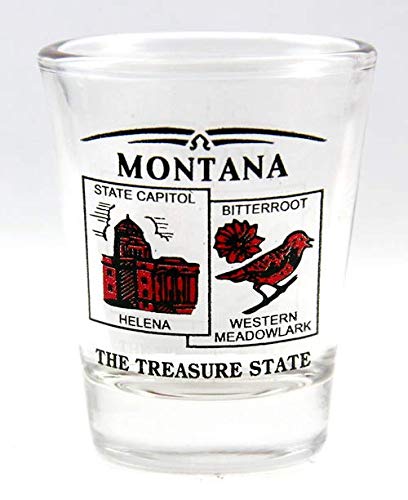 Montana State Scenic Red Shot Glass - 1.5oz Whiskey Glass with Mountain Landscape Design - Perfect for Parties, Gifts & Collectibles