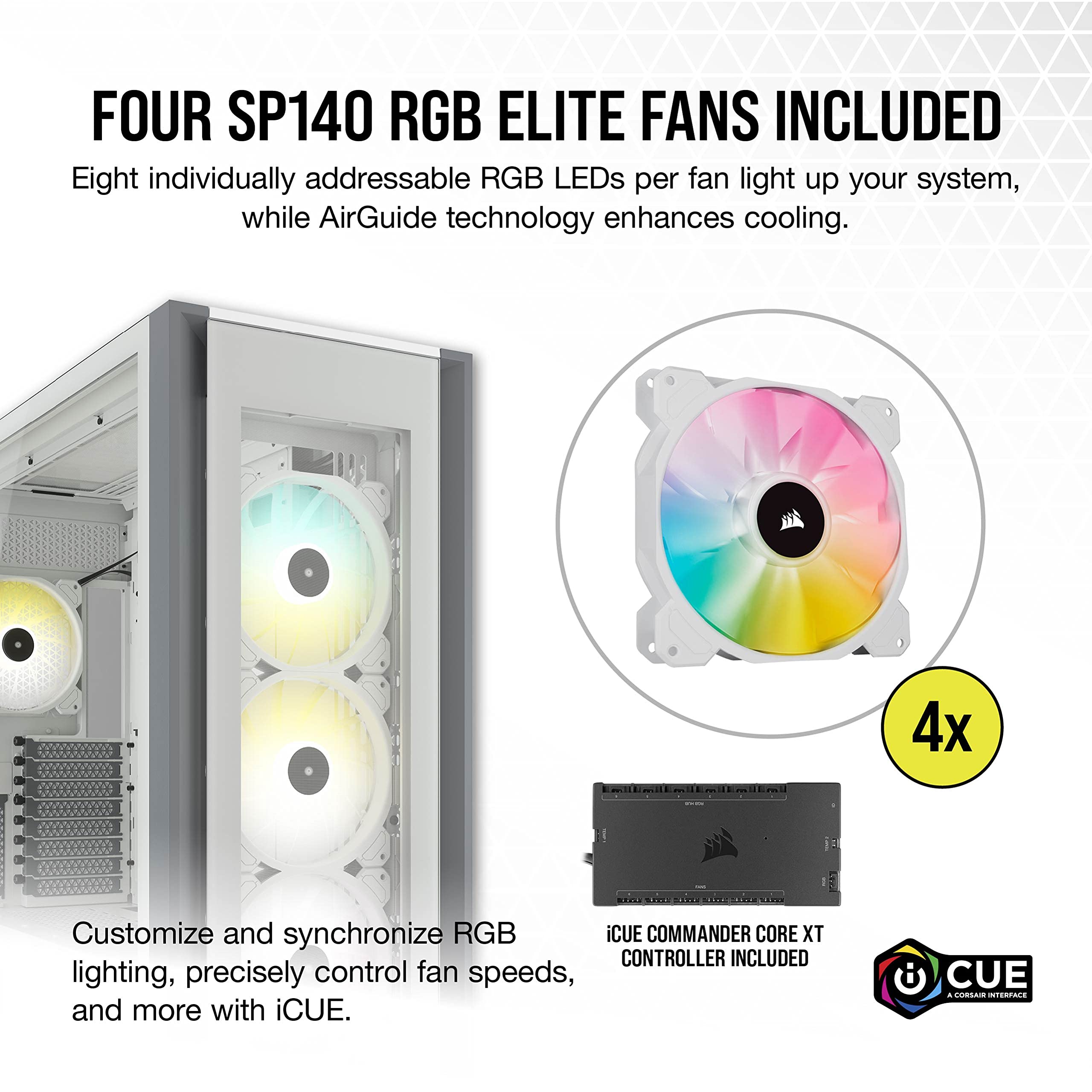 Corsair iCUE 7000X RGB Full-Tower ATX PC Case - White | 3 Tempered Glass Panels, 4x 140mm RGB Fans | Smart Fan & RGB Control | Spacious Interior & Easy Cable Management | Perfect for Gaming PC Builds & High-Performance Workstations