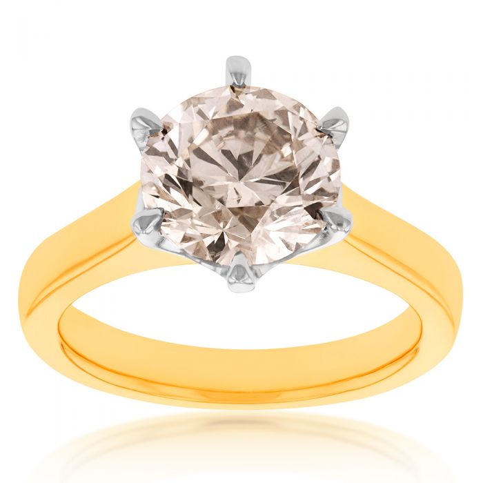 18K Yellow Gold Solitaire Ring with 3 Carat Diamond - Elegant Engagement & Wedding Ring for Women | Perfect Proposal Gift & Anniversary Jewelry