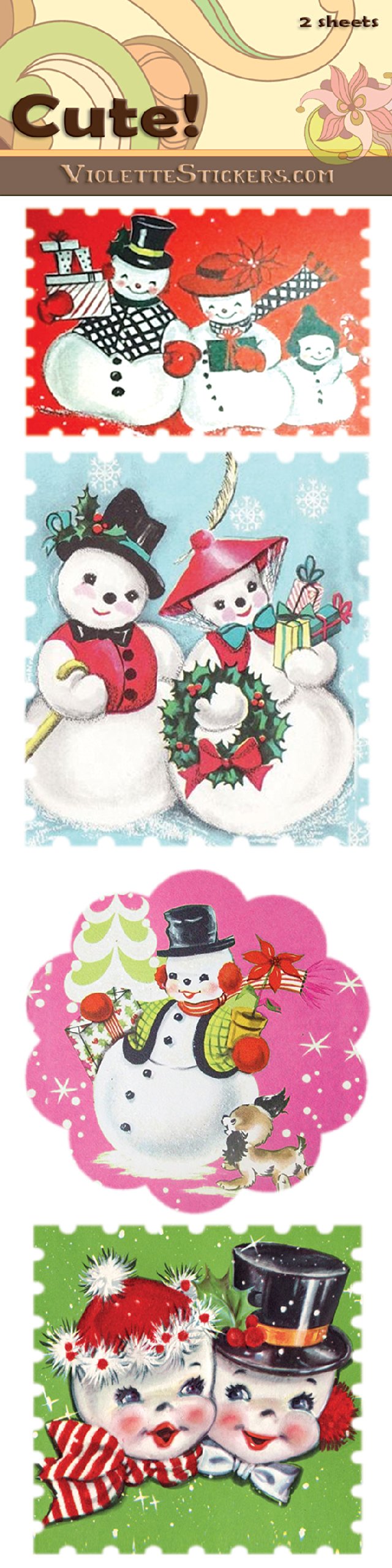 Christmas Snowmen Stamps Stickers - Fun Holiday Scrapbooking & DIY Gift Wrapping Supplies for Cards, Journals, and Crafts