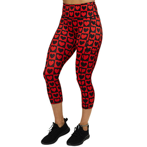 Queen Of Hearts Printed High Waist Yoga Leggings - Women's Workout Leggings for Gym, Running & Lounge Wear