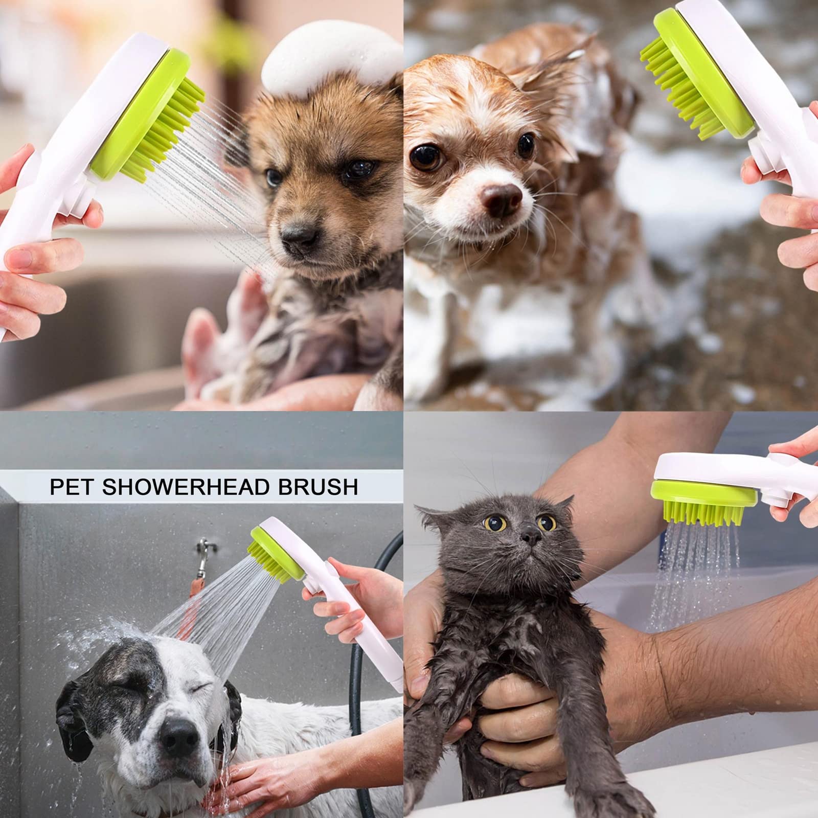 Pet Shower Sprayer Attachment - Dog & Cat Bath Brush with Water Sprinkler | Grooming Shower Head for Bathroom Faucet | Perfect for Bathing Dogs, Cats & Puppies at Home or Professional Grooming Salons