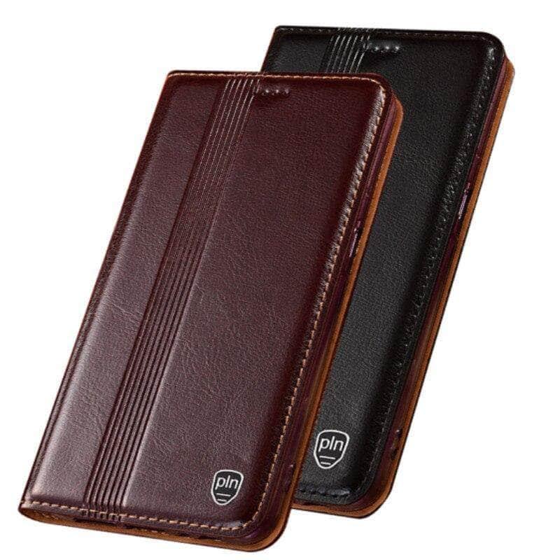 Premium Genuine Leather Flip Case for Samsung Galaxy S21 with Card Slot - Slim Protective Wallet Cover for Everyday Use & Business Travel