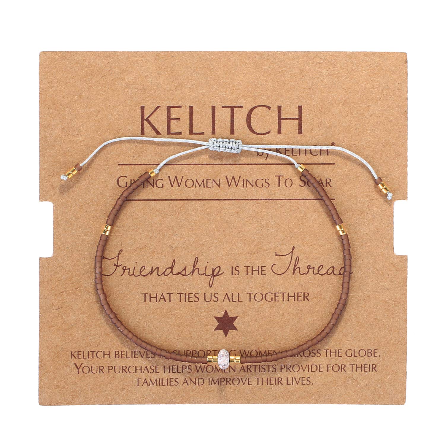 KELITCH Agate Seed Beads Friendship Bracelets for Women - Thin Boho Beaded Bracelet Set - Handmade Stretchy Adjustable Wristbands - Perfect for Beach, Summer, Yoga, and Everyday Wear