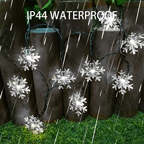 Dazzle Bright 100 LED Solar Christmas Snowflake Lights Outdoor - 39 FT Waterproof Solar Powered String Lights for Xmas Tree, Holiday, Wedding, Patio Decor (White) | Perfect for Winter, Christmas Party & Garden Decoration