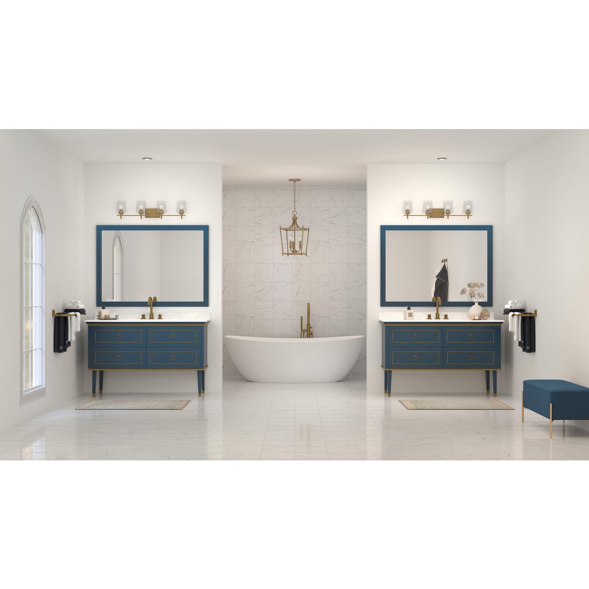 Calais Collection 4-Light Clear Glass Bathroom Vanity Light Fixture – Perfect for Modern Bathrooms, Powder Rooms & Dressing Areas