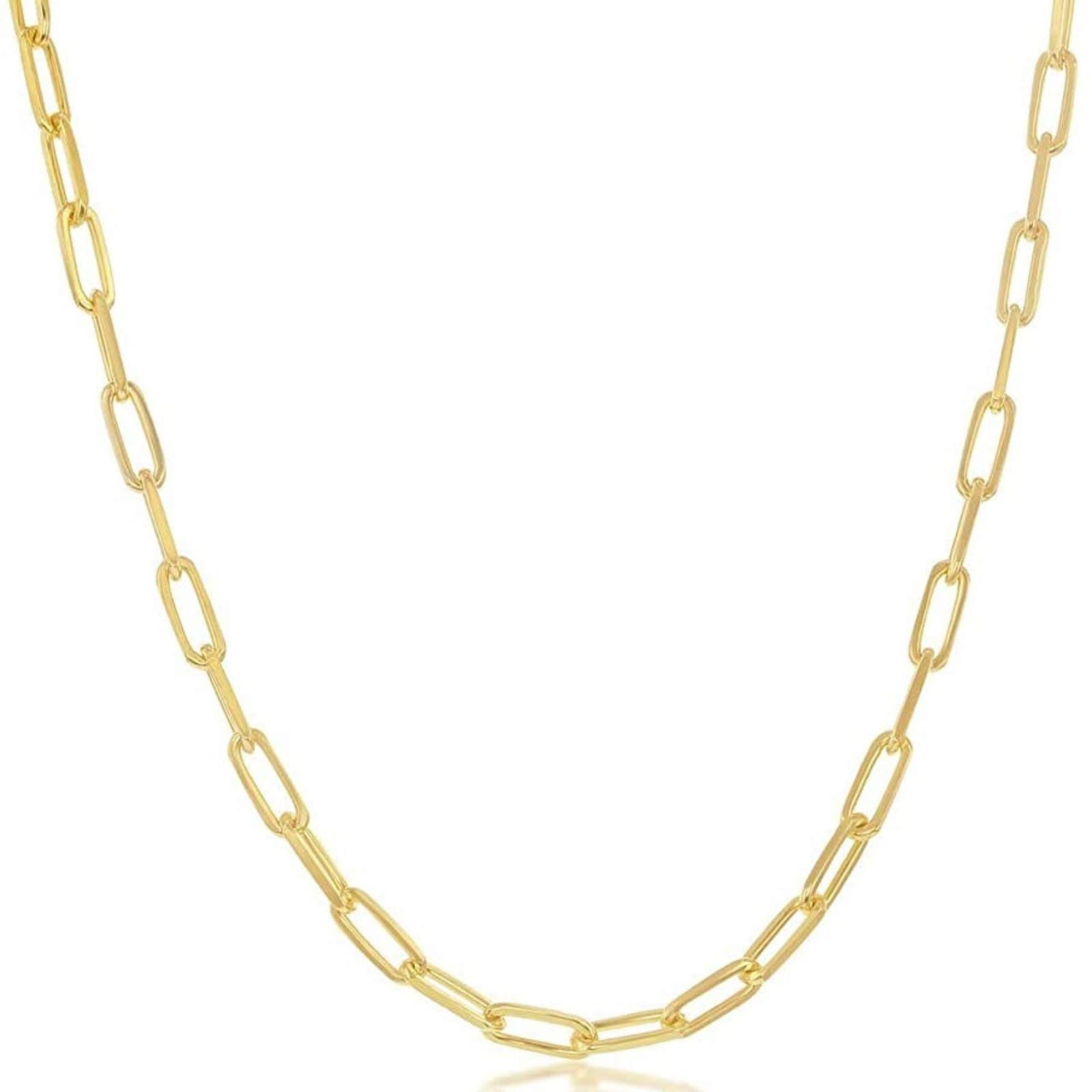 Beaux Bijoux Paperclip Chain Necklaces for Women | Sterling Silver & 14k Gold Plated Layering Necklace | Adjustable Width & Length | Italian Crafted Fine Jewelry | Perfect for Everyday Wear, Office & Special Occasions