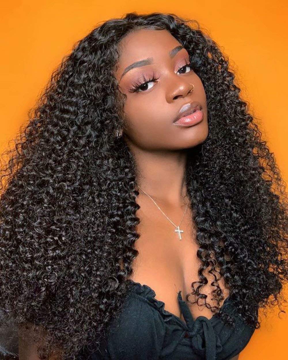 360 Lace Frontal Wig with Baby Hair - Pre Plucked Kinky Curly Human Hair Wig 16