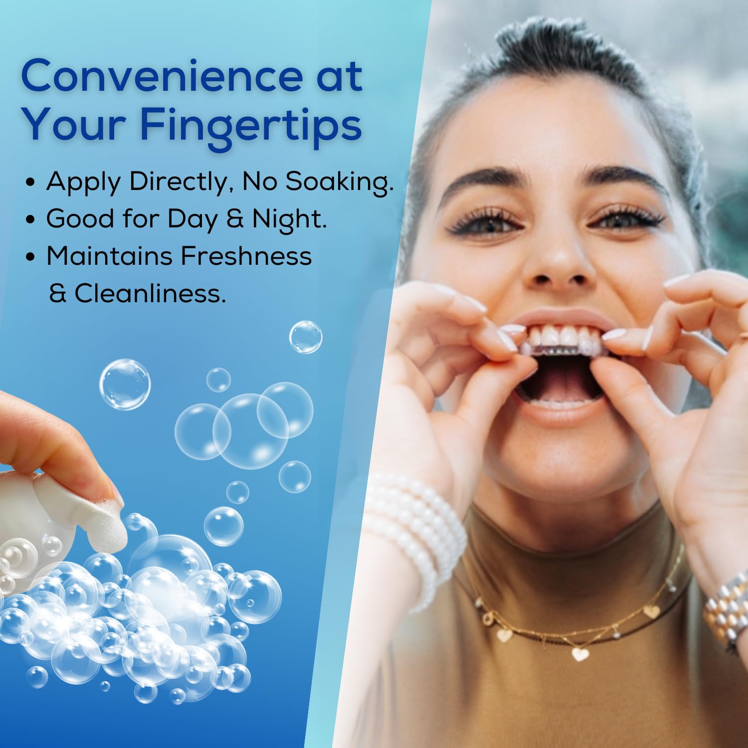 Premium White Foam Retainer Cleaner for Aligners, Night Guards & Dentures - Deep Cleaning & Teeth Whitening Solution for ClearCorrect, Invisalign, Essix & Hawley Trays - Keeps Dental Appliances Fresh & Hygienic - Perfect for Daily Use at Home or Travel