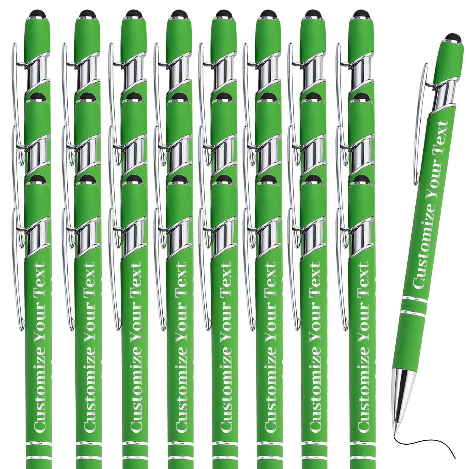 500 Pcs Custom Engraved Pens Bulk - Personalized Ballpoint Pens with Stylus & Free Text Engraving for Business, Graduation, Wedding & Christmas Gifts (24 Pack) - Perfect for Corporate Events, School Supplies & Party Favors