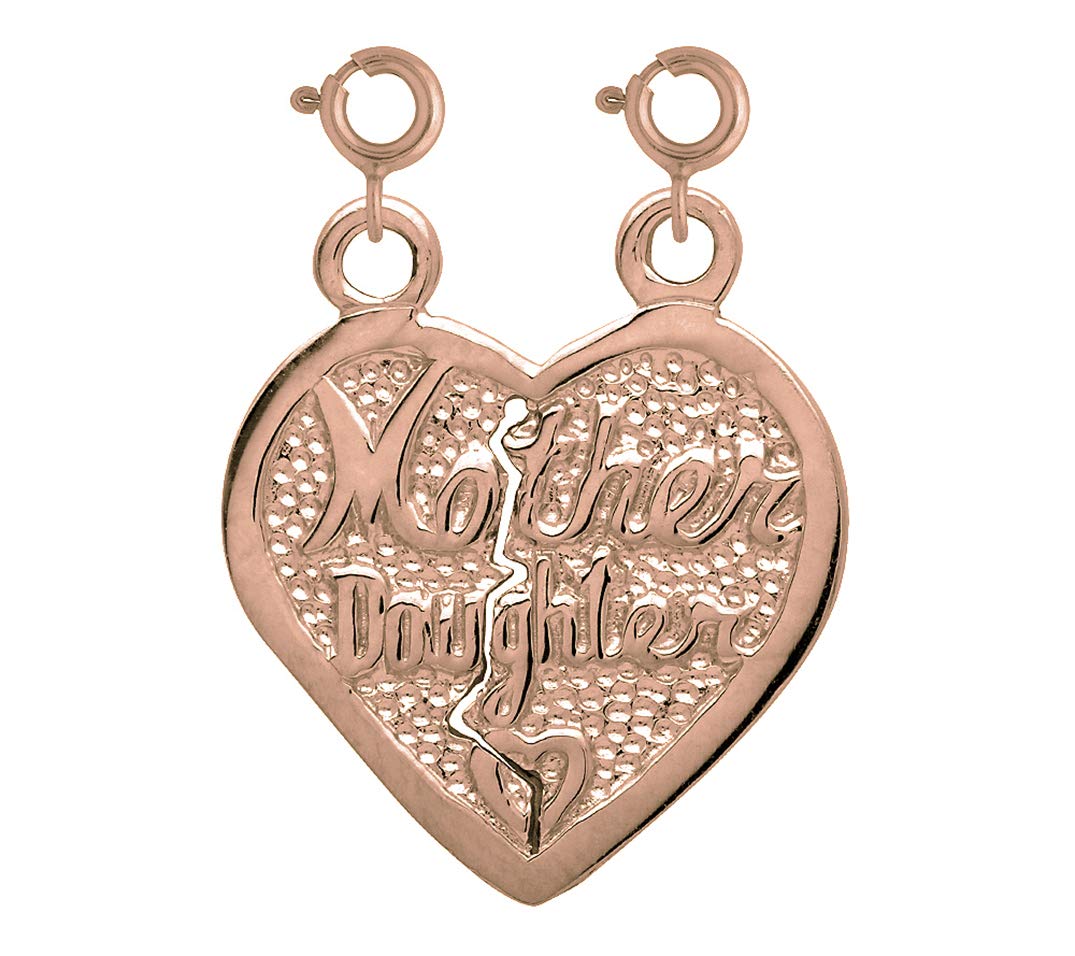 14K Rose Gold Breakable Heart Mother Daughter Necklace Pendant - 21mm, Matching Jewelry Gift for Women & Girls - Perfect for Birthdays, Anniversaries & Special Occasions