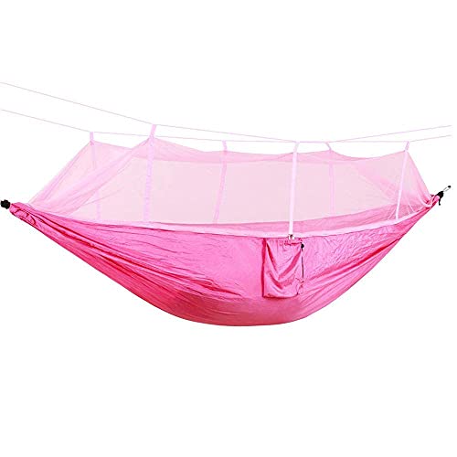 Portable Camping Hammock with Mosquito Net - 1-2 Person Outdoor Hanging Bed for Backpacking, Garden & Travel - Durable Parachute Fabric Swing for Relaxation & Sleeping