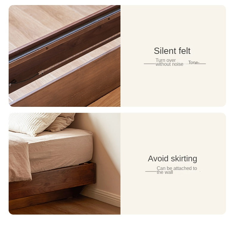 Solid Black Walnut Wood Platform Bed - No Headboard, Box Spring Free - Perfect for Modern Bedrooms & Minimalist Home Decor