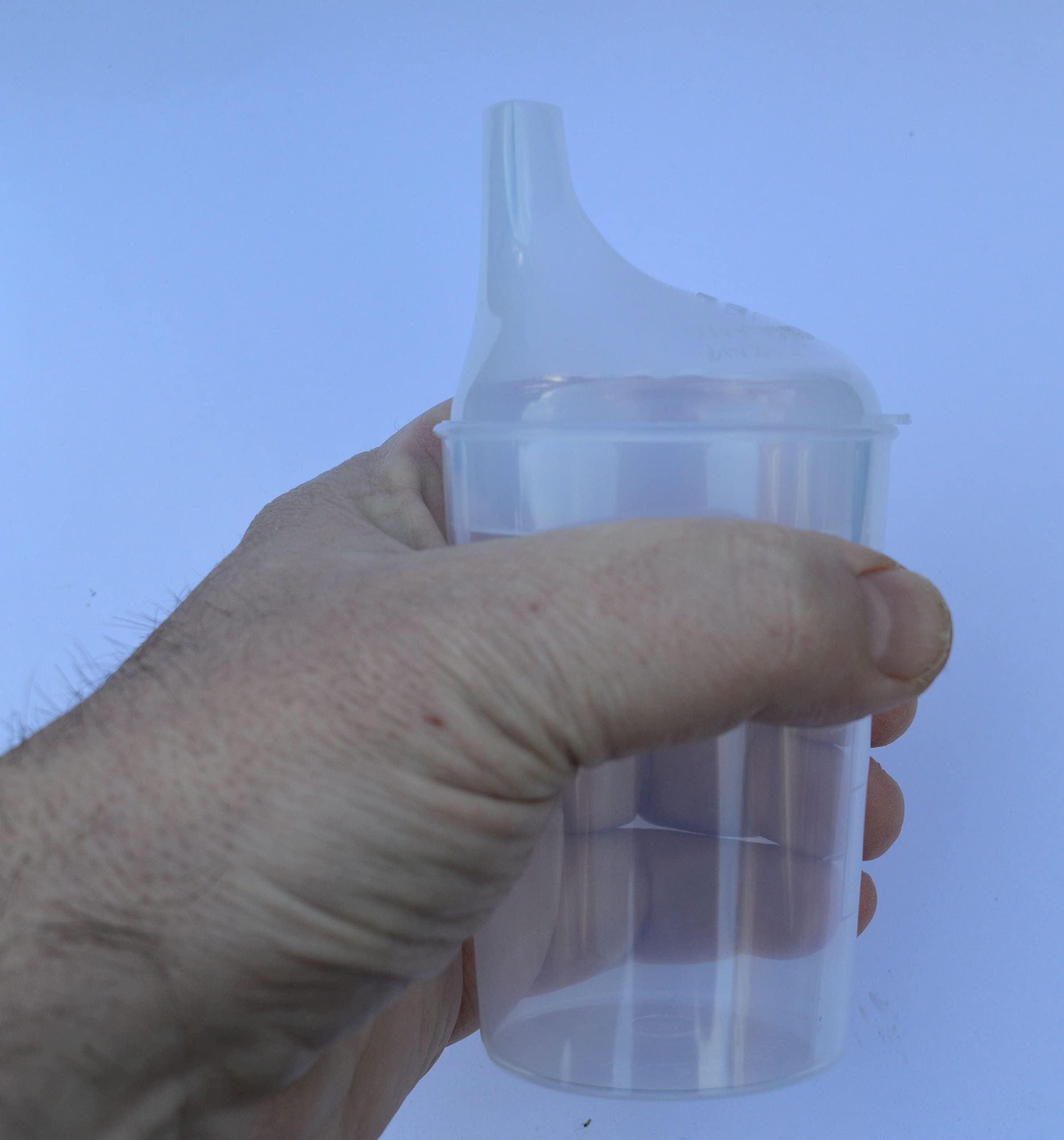Lizzyoftheflowers 3 Pack Clear Wide Spout Feeding Beakers with Graduated Measurements & Flow Control Lid - BPA-Free, Autoclavable, Microwave Safe, Spill-Proof Baby Bottles for Infants, Toddlers, and Special Needs - Perfect for Milk, Juice, Water, and Puree Feeding at Home or On-the-Go
