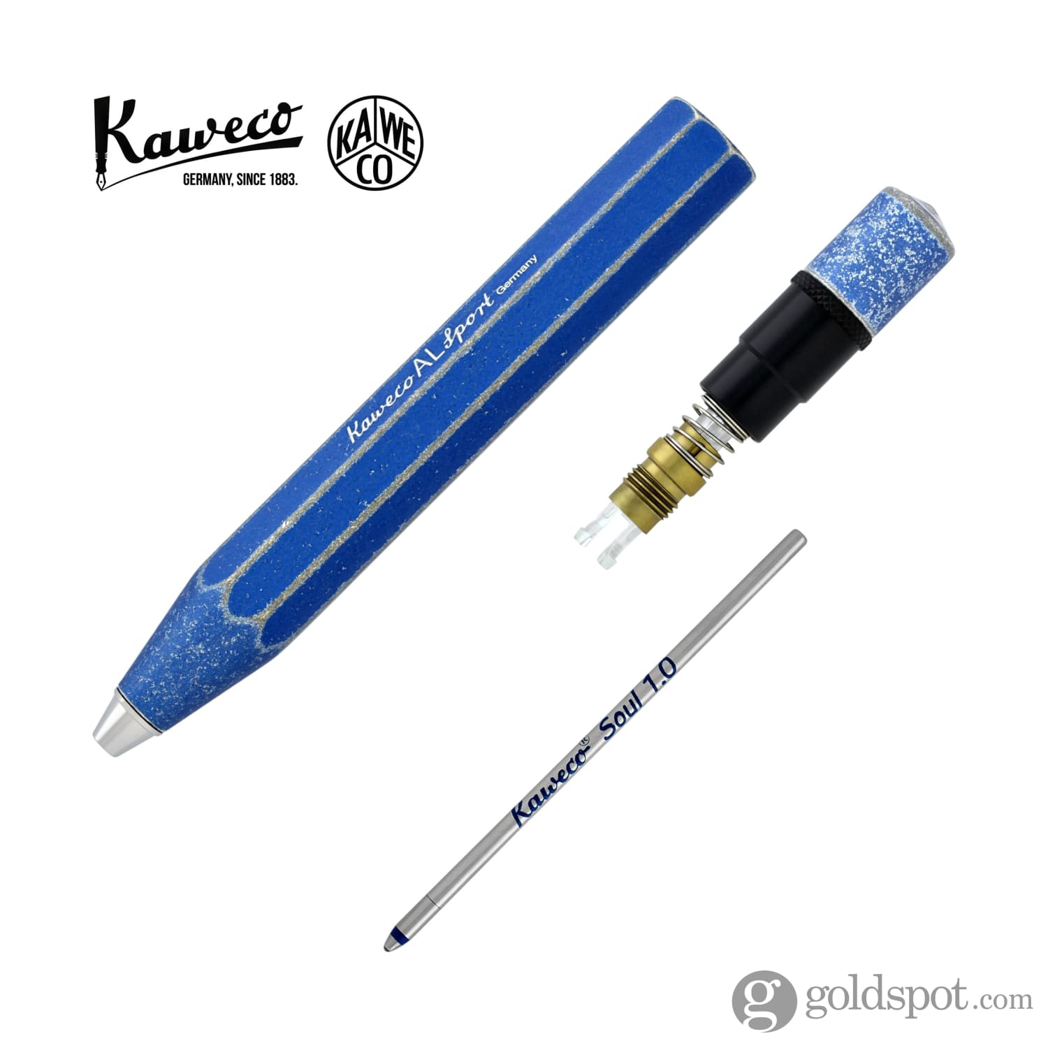 Kaweco AL Sport Stonewashed Blue Ballpoint Pen - Premium Aluminum Pocket Pen for Everyday Carry, Office Use & Travel Writing Essentials