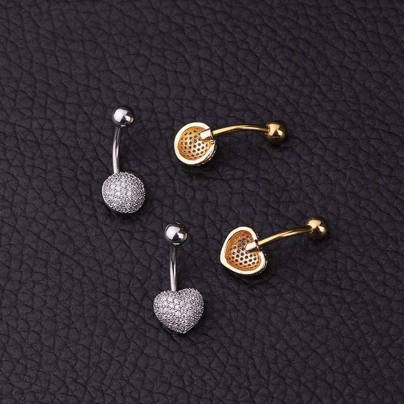 14G Dainty Heart Belly Button Ring - Gold Plated Surgical Steel Navel Piercing Jewelry for Women | ER8532 | Perfect for Everyday Wear, Beach Outfits & Summer Fashion