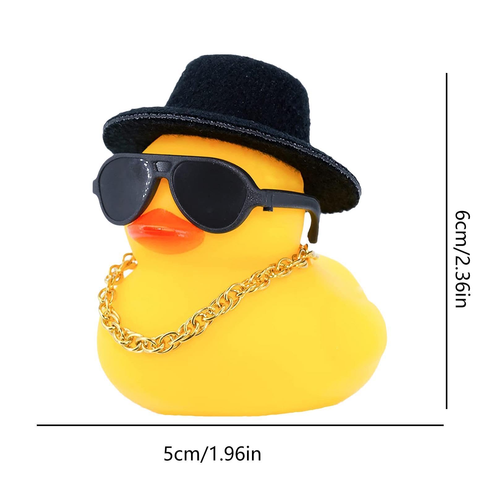 Rubber Duck Crown with Sunglasses - Fun Car Dashboard Decor for Vehicles, Vans & Tables | Cute Compact Duckling Toy with Secure Locking Cap - Perfect for Gifts, Office Decor & Road Trip Accessories