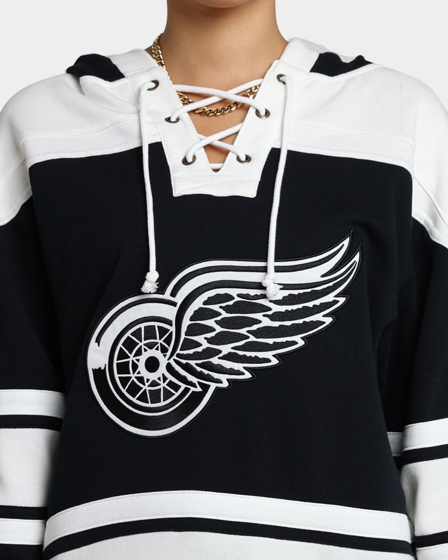 47 Brand Detroit Red Wings Superior Lacer Hoodie - Men's Premium Pullover Sweatshirt - Jet Black - Perfect for Game Day & Casual Wear