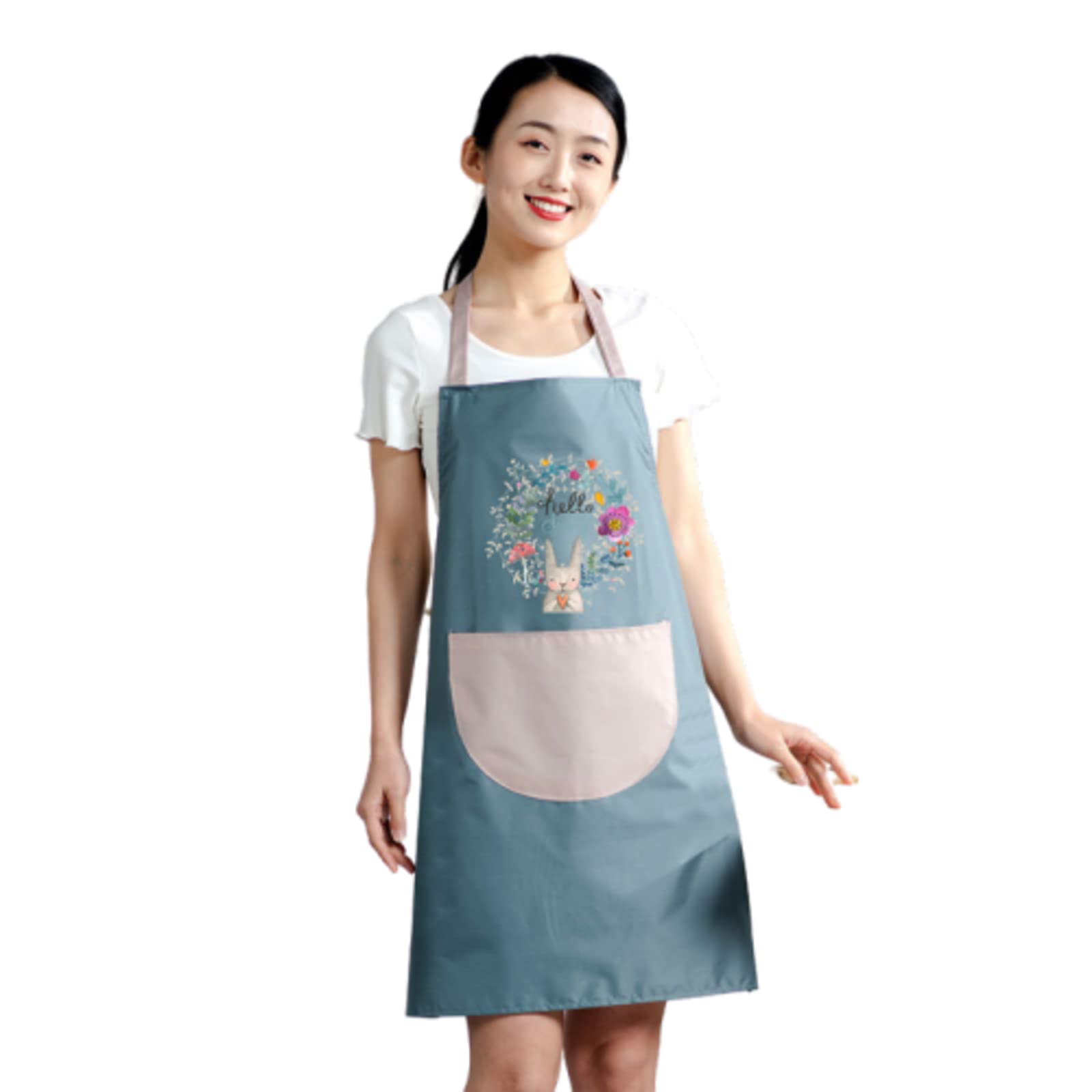 NA Women's Waterproof Oil-Proof Kitchen Apron - Cute Fashion Design, Summer Household Essential, Hand Wipe Function, New Kitchen Lady Sleeves for Cooking, Baking, and BBQ