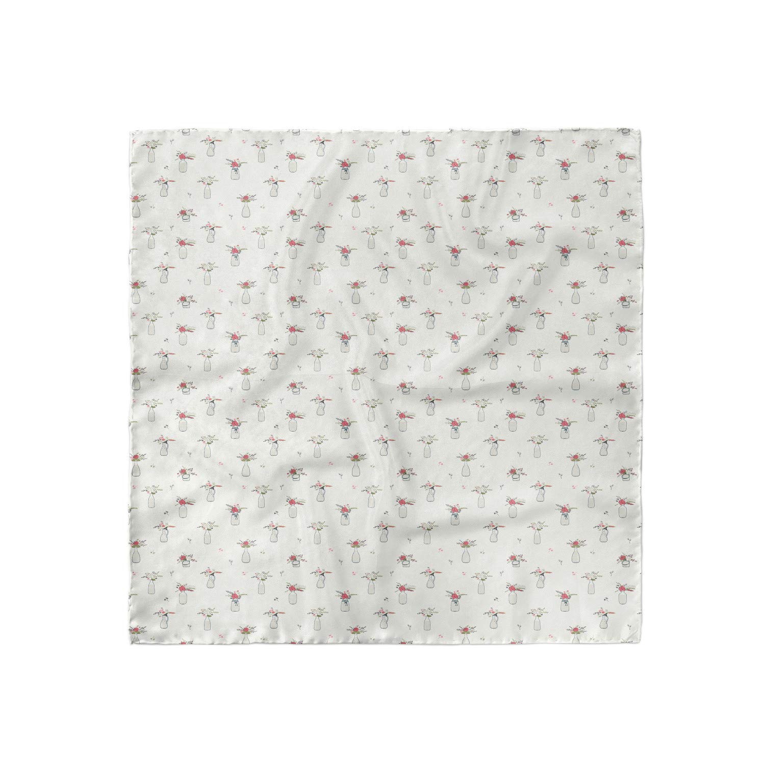 Ambesonne Floral Headscarf - Vintage Wildflower Bottles Print Hijab Scarf for Women | Perfect for Daily Wear, Church, Parties & Special Occasions