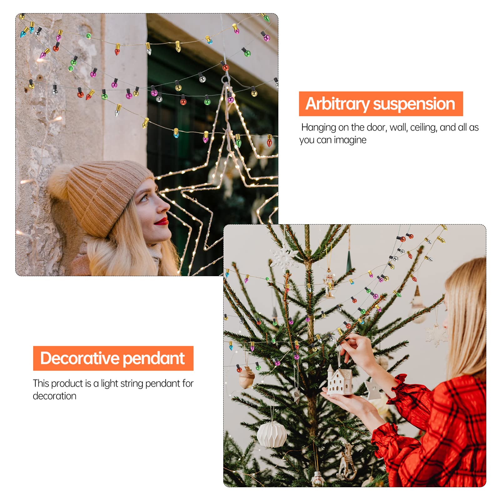 FOMIYES 5Pcs Decorative String Lights - Christmas Wall Decor, Indoor Fairy Lights for Tree, Fireplace, Bedroom & Party - Warm White LED Plastic Lights for Holiday & Home Ambiance