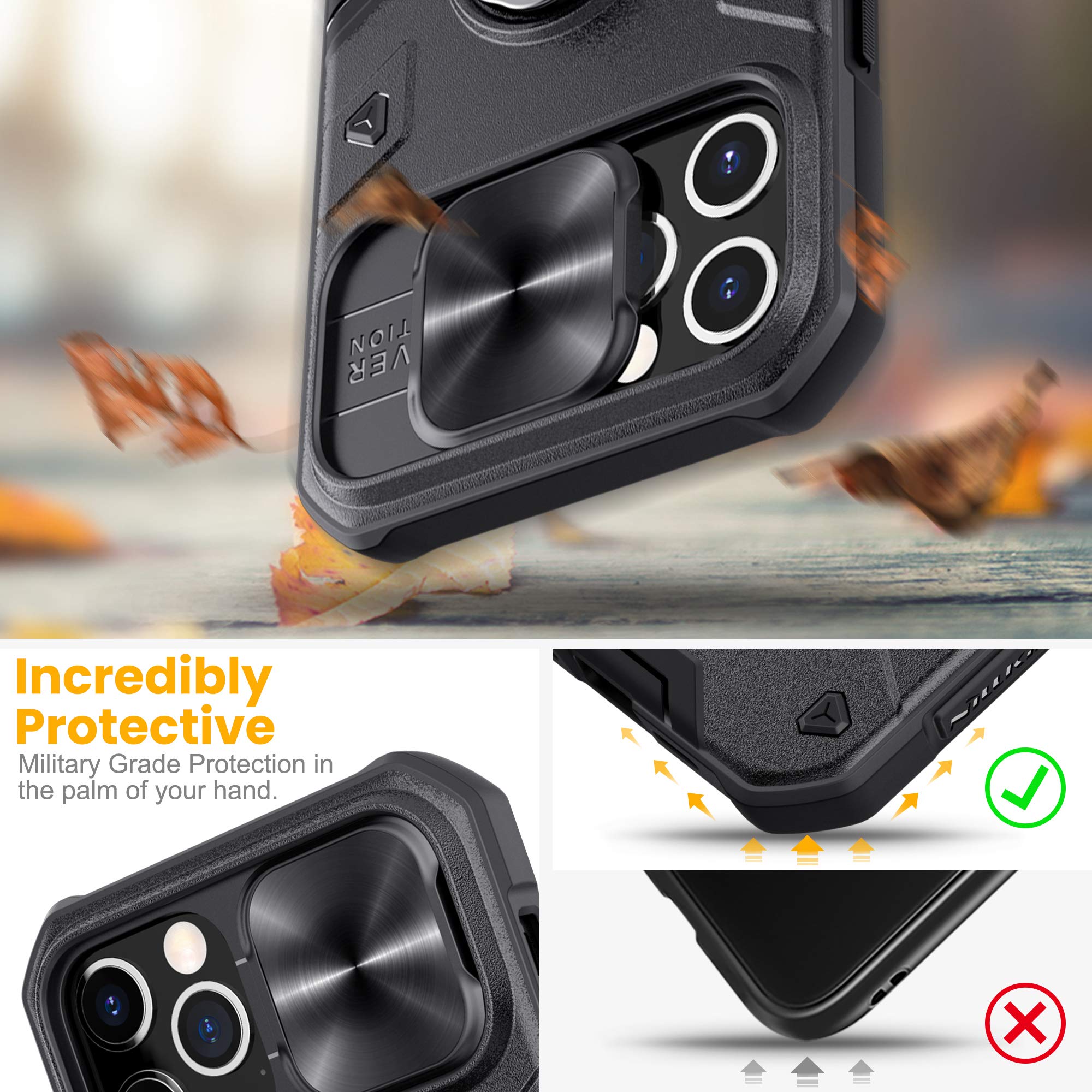 Nillkin CamShield Armor Case for iPhone 12 Pro Max (6.7 inch 2020) - Slide Camera Cover, PC & TPU Impact-Resistant Bumper with Ring Kickstand - Black | Perfect for Daily Protection, Outdoor Activities & Travel