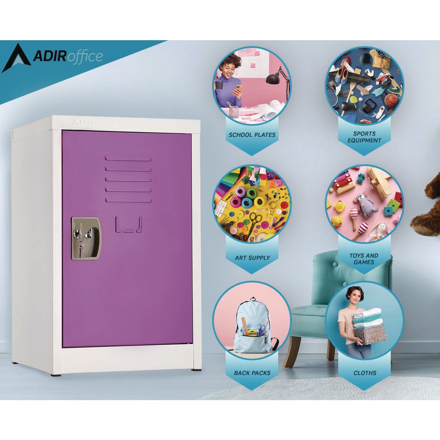AdirOffice Steel Storage Locker - 1 Compartment, 15