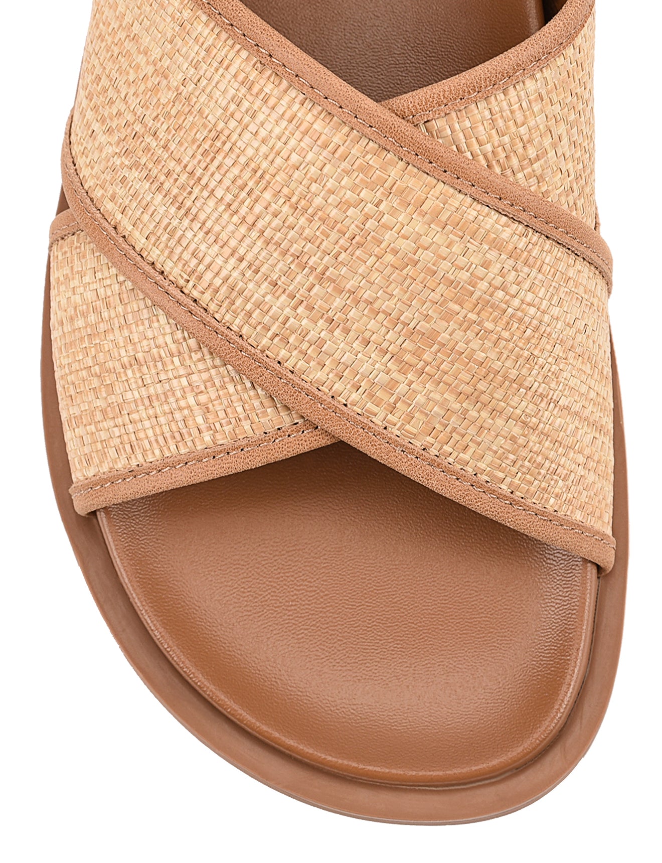 Laguna Footbed Sandals for Women - Comfortable Tan Leather & Natural Raffia Summer Sandals | Beach, Travel & Casual Wear
