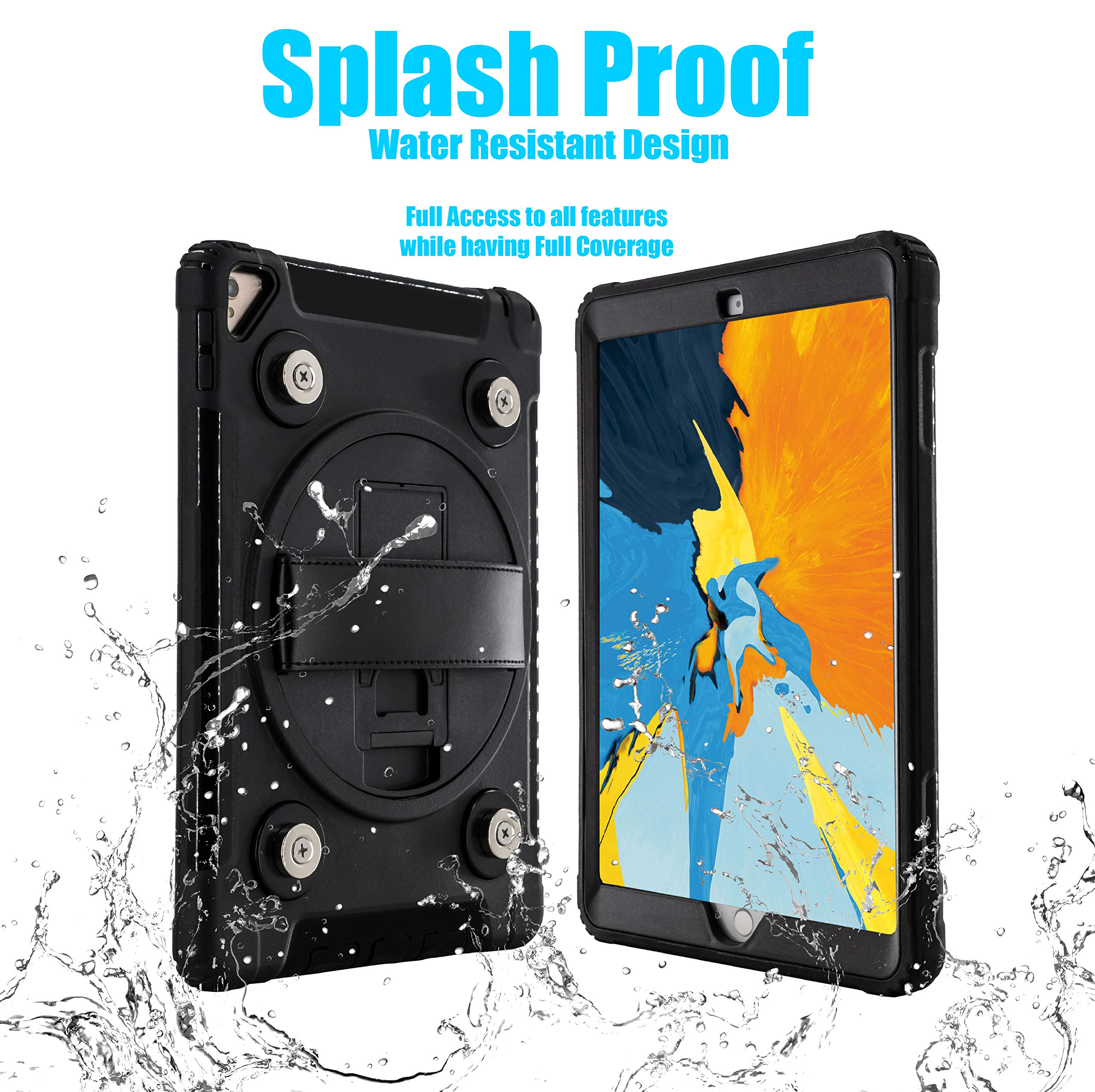 Waterproof iPad Case with Magnetic Attachment - Shockproof Protective Cover with Metal Mounting Plates for iPad Air 2, iPad 5th/6th Gen & iPad Pro 9.7