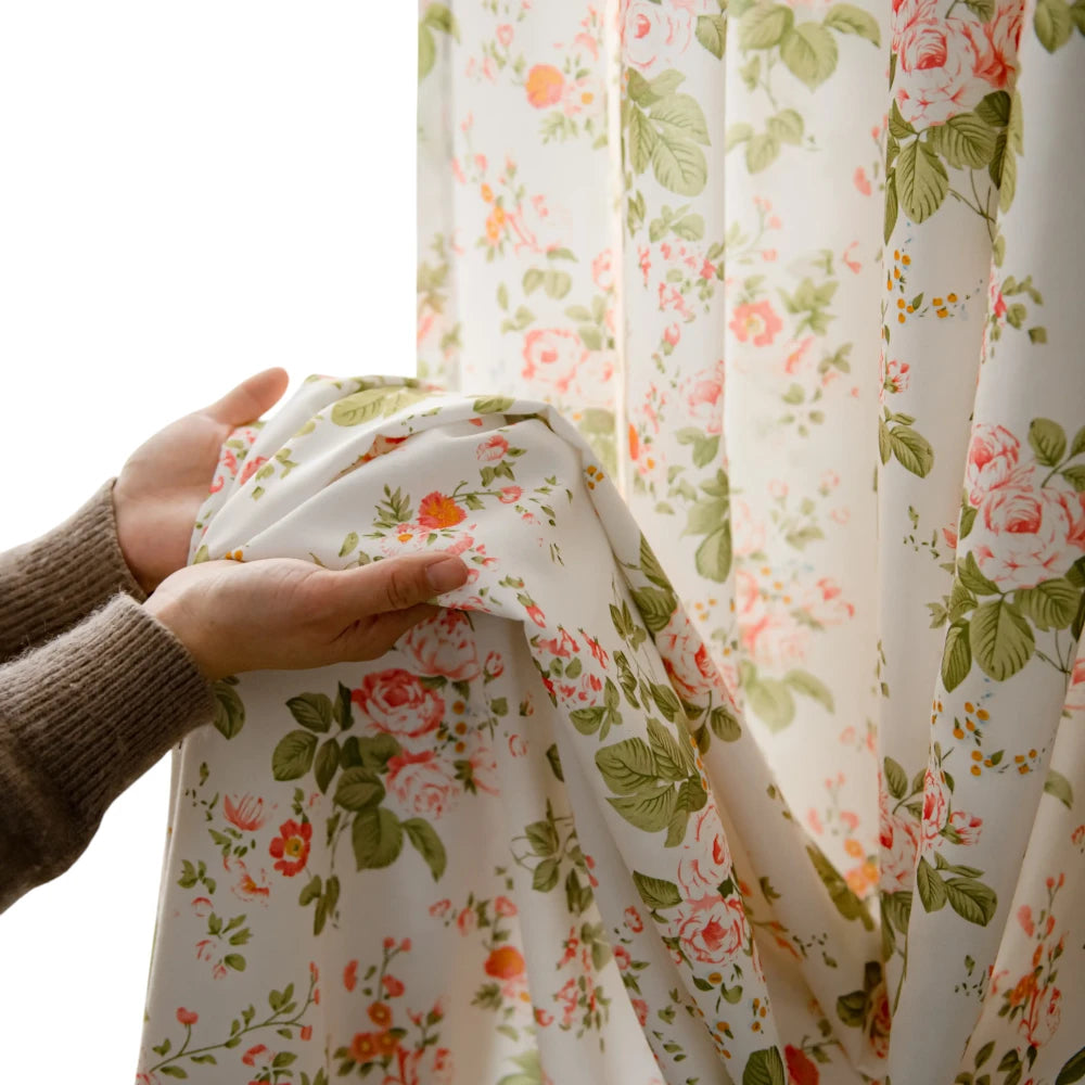Elyse Shabby Farmhouse Floral Custom Privacy Curtain - Vintage Style Blackout Drapes for Living Room, Bedroom & Nursery - Light Blocking & Noise Reducing Window Treatments
