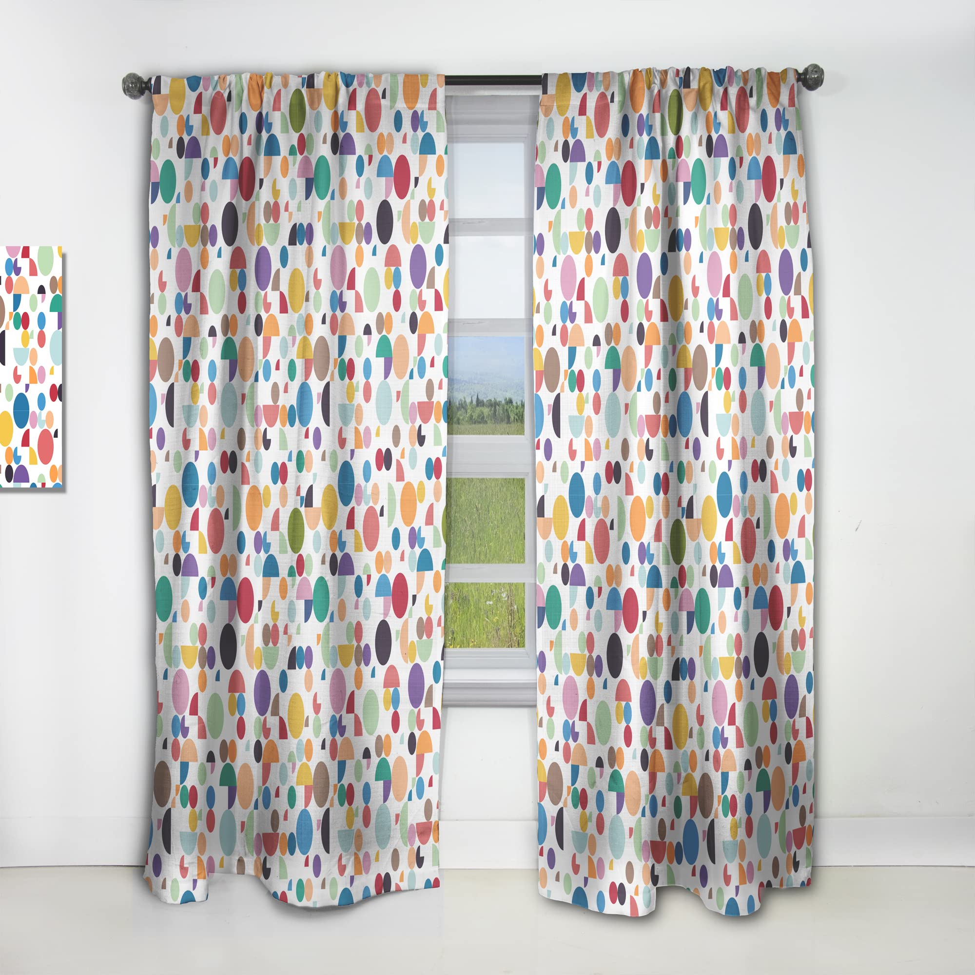 DesignQ Retro Abstract Geometric Pattern Thermal Insulated Curtains - Single Panel 52x84 - Blackout Drapes for Bedroom & Living Room - Perfect for Home Decor & Sun Protection