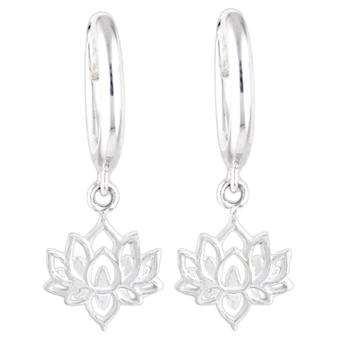 Boho Chic Sterling Silver Lotus Flower Hoop Earrings for Women - Perfect for Festival, Wedding & Everyday Wear