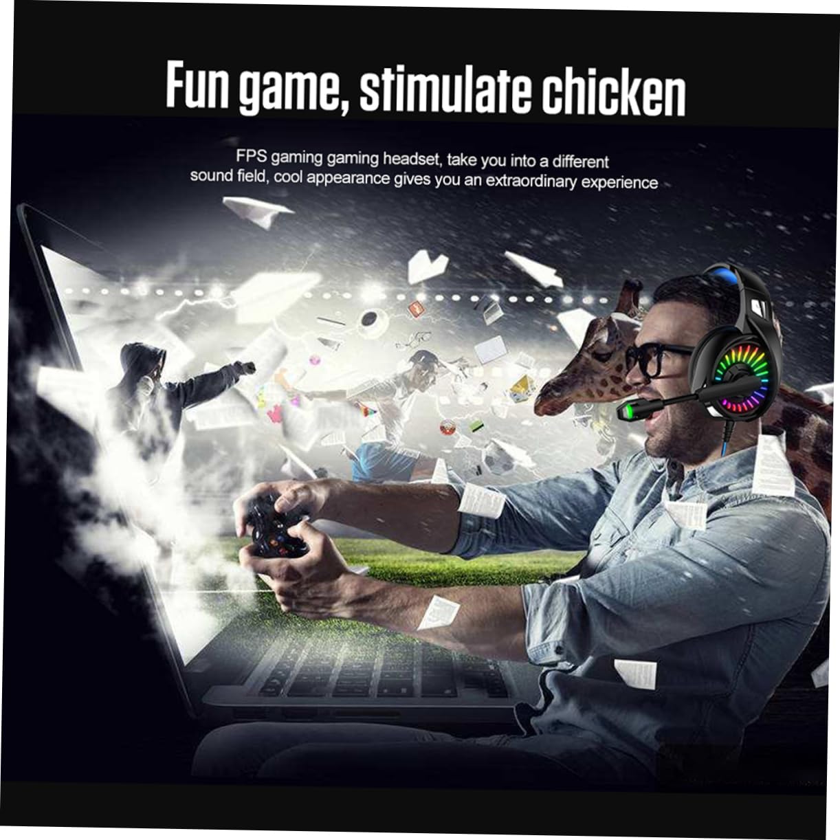 Gadpiparty 3-Piece Wired Gaming Headset with Microphone - Noise Cancelling Over-Ear Headphones for PC, Computer, PS4, Xbox - Black & Blue (A20 Model) - Perfect for Online Gaming, Streaming & Video Calls
