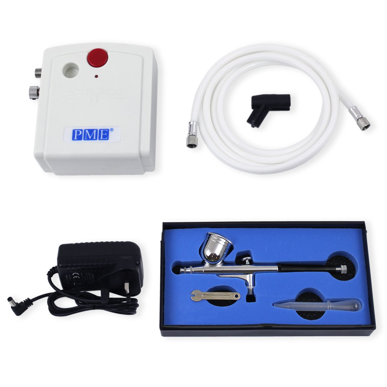PME Airbrush Compressor Kit - Professional Cake Decorating Tool for Baking, Fondant, Cookies & Cupcakes | Perfect for Home Bakers & Professional Chefs (White)