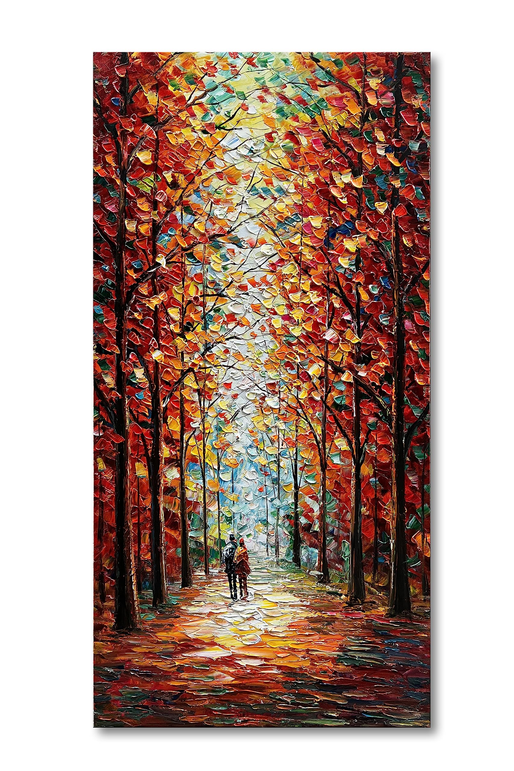 24x48 Inch Hand-Painted Landscape Oil Painting - Romantic Vertical Texture Wall Art for Living Room & Bedroom Decor | Perfect for Home Interior Design & Gift Giving