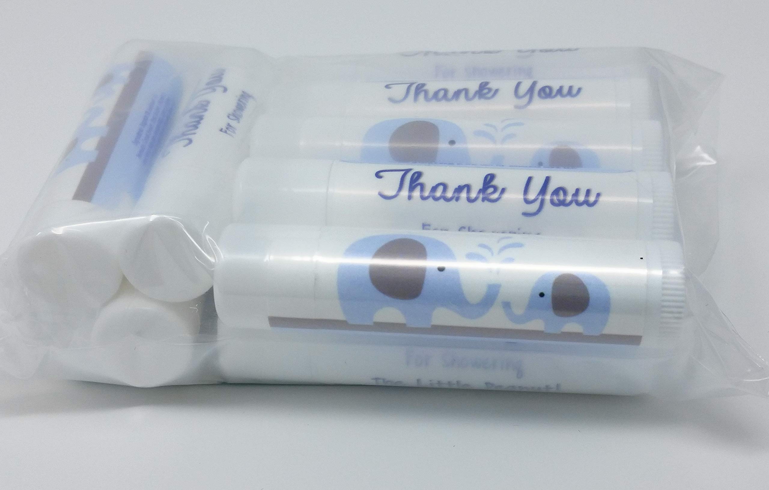 12 Pack Elephant-Themed Baby Shower Lip Balms - Blue Elephant Baby Shower Party Favors for Boys - Perfect for Gender Reveals & Newborn Celebrations