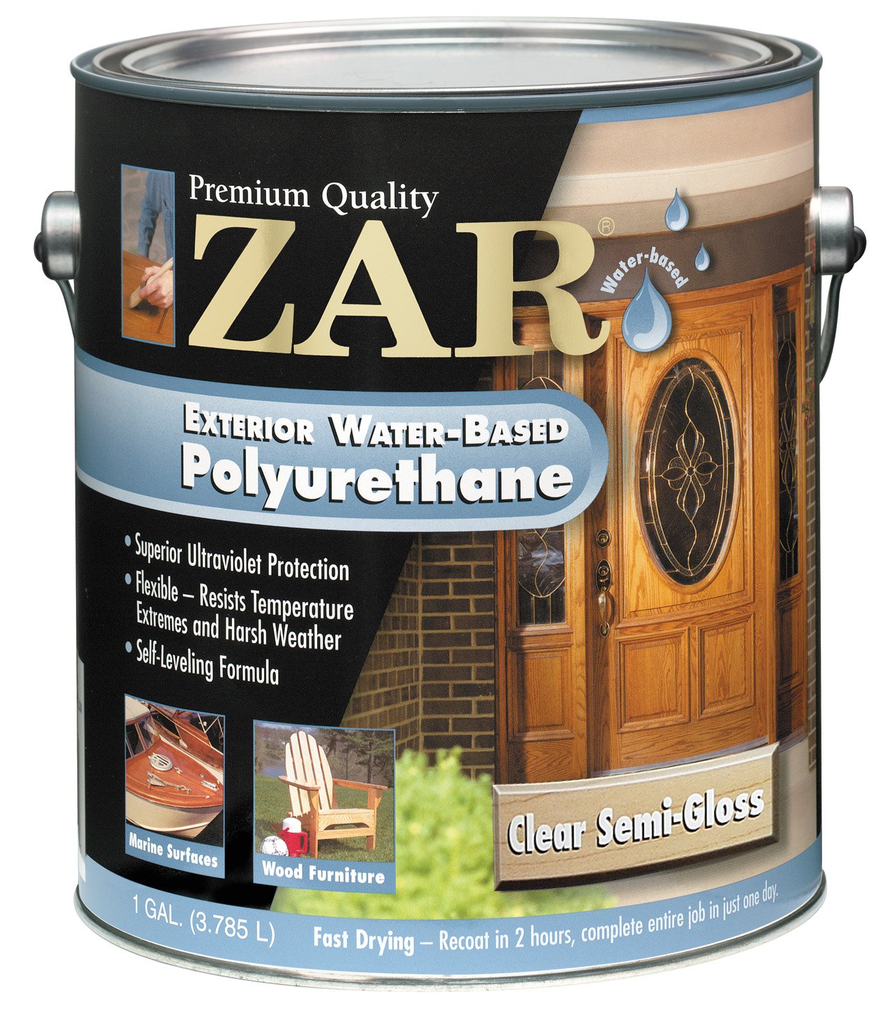 ZAR Semi-Gloss Clear Polyurethane Wood Finish - 1 Gallon for Cabinets, Furniture & Floors - Water-Based Protective Coating for Indoor Wood Projects